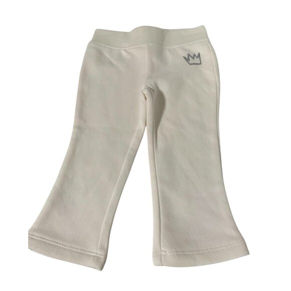 Okie Dokie Girls Infant Baby Size 9 months off white Pull On Flared Pants Silver - Picture 2 of 4
